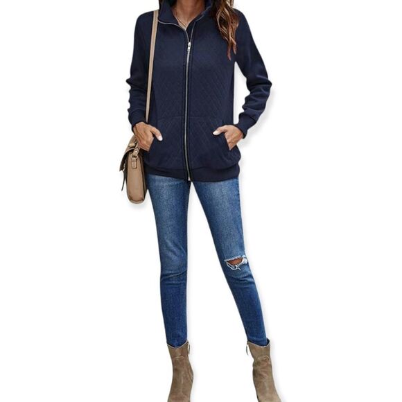 NWT Women's Casual Long Sleeve Zip Up Quilted Jacket - Picture 5 of 5